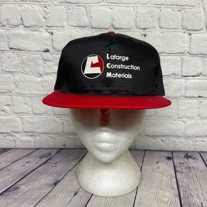 Vintage Lafarge Construction Materials Baseball Hat Cap Snapback Black with Red